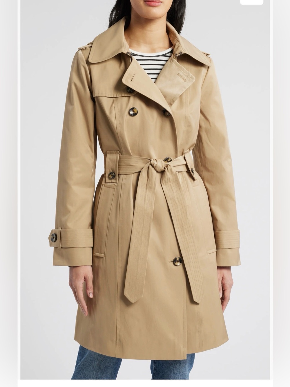 NWOT London Fog Double Breasted Belted Trench Coat Beige Size XL
